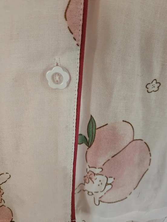 Girls Pink Peach Print Pajama Set - Long Sleeve Top & Pants. - Picture 4 of 9